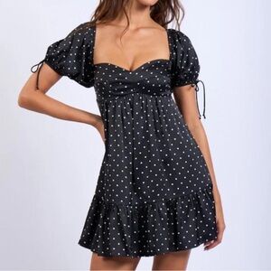 Elegant Black Polka Dot Dress